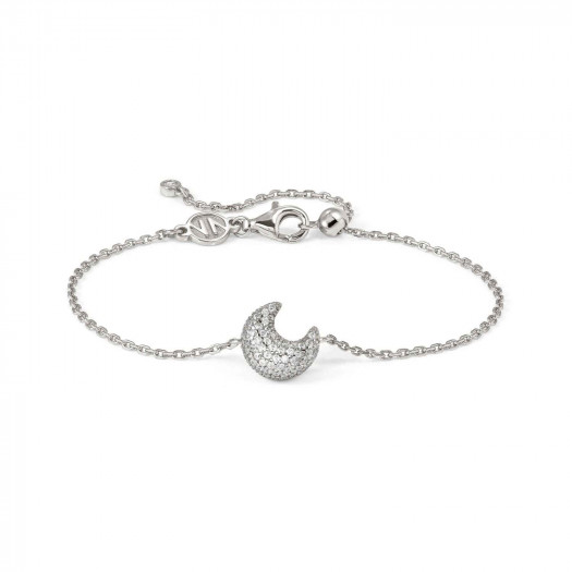 Nomination bracciale lifepoetry in argento 925 e pavë di cubic zirconia luna