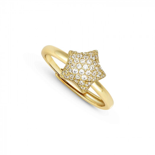 Nomination anello lifepoetry in argento 925 e pavë di cubic zirconia stella oro giallo
