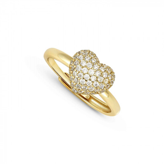 Nomination anello lifepoetry in argento 925 e pavë di cubic zirconia cuore oro giallo