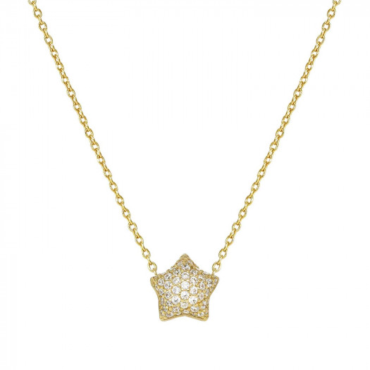 Nomination collana lifepoetry in argento 925 e pavë di cubic zirconia stella oro giallo