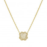 Nomination collana lifepoetry in argento 925 e pavë di cubic zirconia quadrifoglio oro giallo