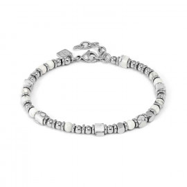 Nomination bracciale instinctstyle ed. infinity in acciaio e pietre naturali howlite bianca