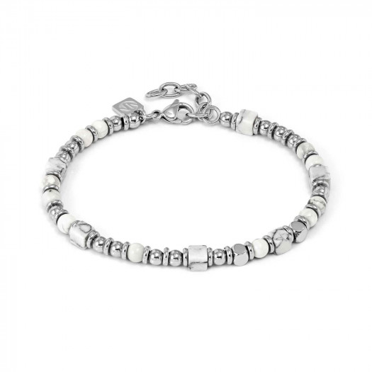 Nomination bracciale instinctstyle ed. infinity in acciaio e pietre naturali howlite bianca