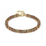 Nomination bracciale instinctstyle ed. infinity in acciaio, finitura gialla e pietre naturali diaspro rainbow