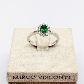 Mirco visconti anello con smeraldo con contorno di brillanti