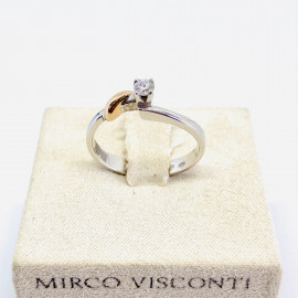 Mirco visconti anello solitario bianco e rosa 0,11 ct