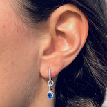 Di.fi orecchini pendenti con goccia in zaffiro blu e brillanti