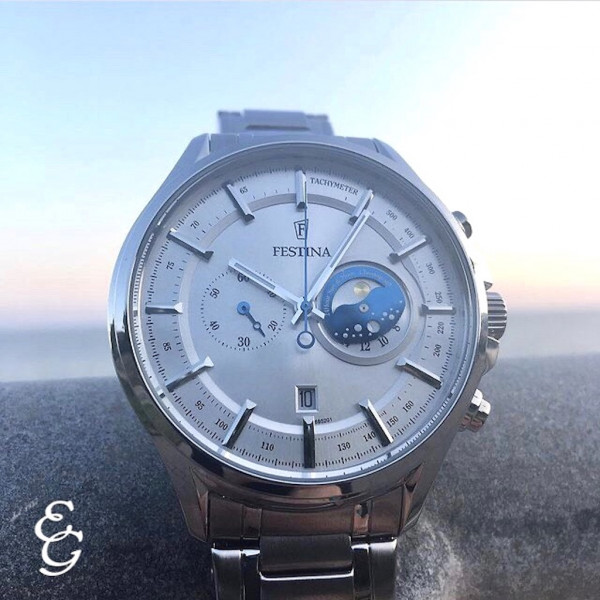 Festina 24 hours sun and moon cronograph acciaio