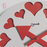 Lowell orologio da parete con cuori rossi 37 cm