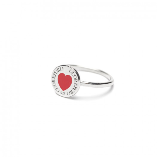 Cuore puro anello cdv cuore smalto rosso 12