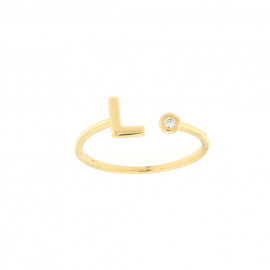 Dnno anello lettera l in oro giallo e zircone 