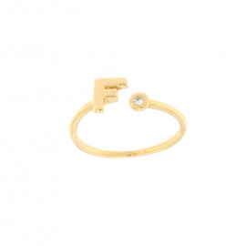 Dnno anello lettera f in oro giallo e zircone 