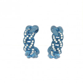 Di.fi orecchini a maglia titanio azzurro e brillantini 0,36 ct