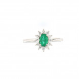 Mirco visconti anello con smeraldo ovale e contorno di brillanti