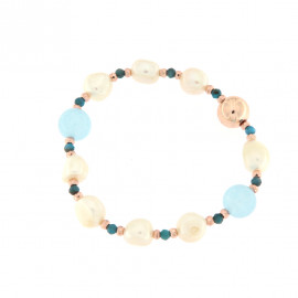 Kikilia bracciale nuage perle barocche e pietre azzurre