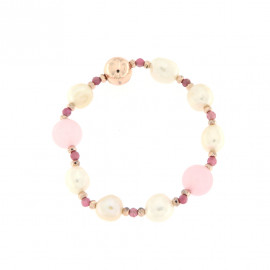 Kikilia bracciale nuage perle barocche e pietre rosa