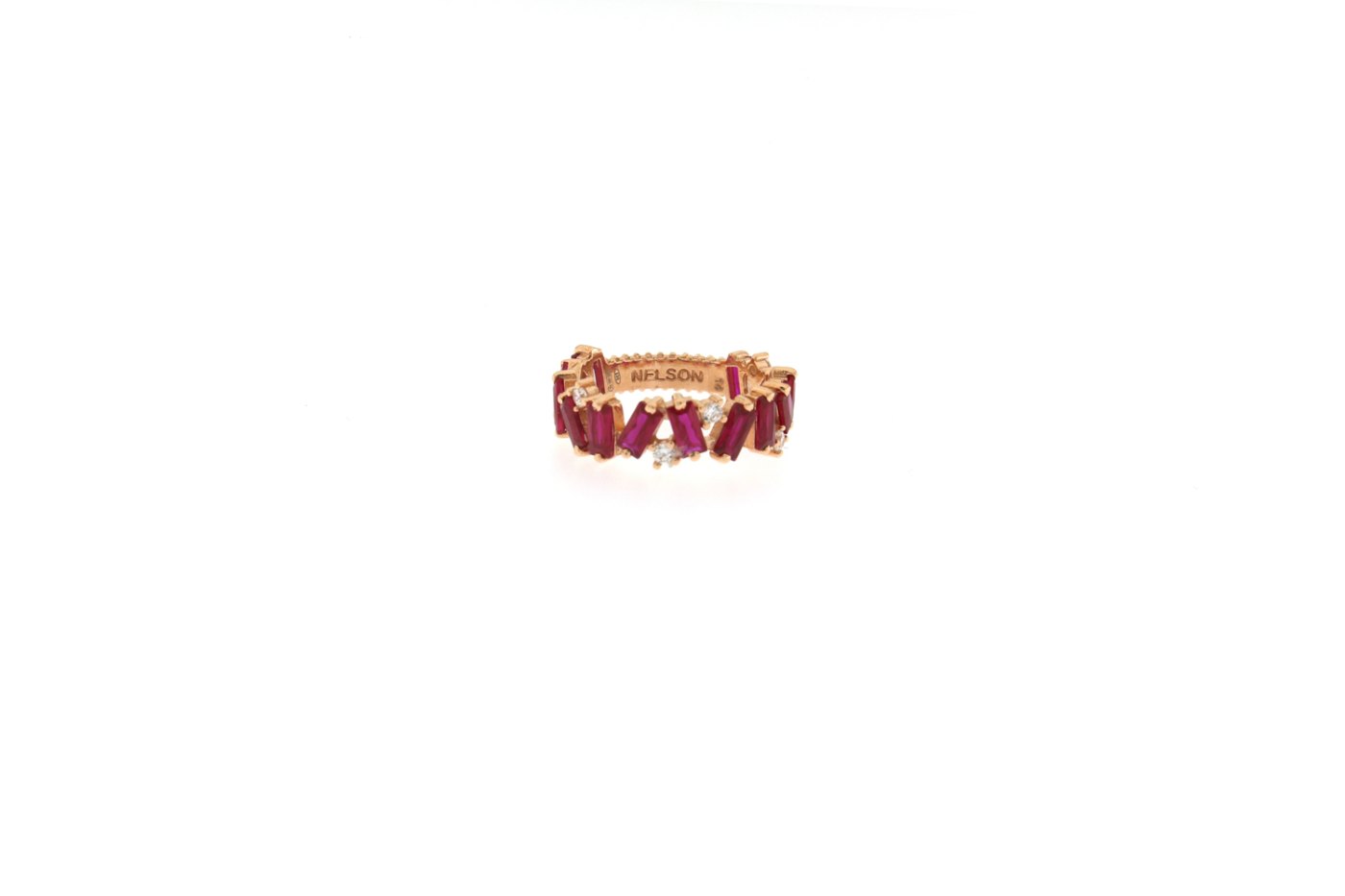 Anello nova rosato pietre rosse