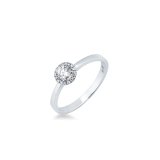 Anello oro bianco e diamante con contorno di brillantini - Foto 1