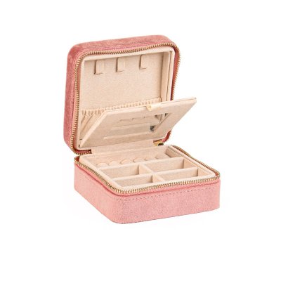 Portagioie in velluto rosa cipria