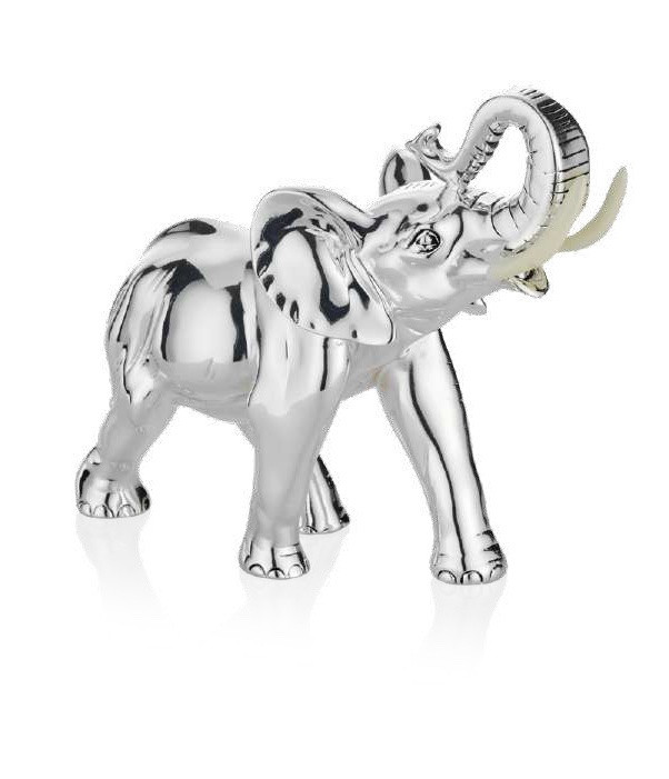 Elefante in resina argentata h 12 cm