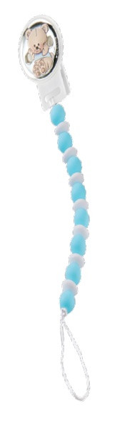 Spilla porta ciuccio orso azzurro