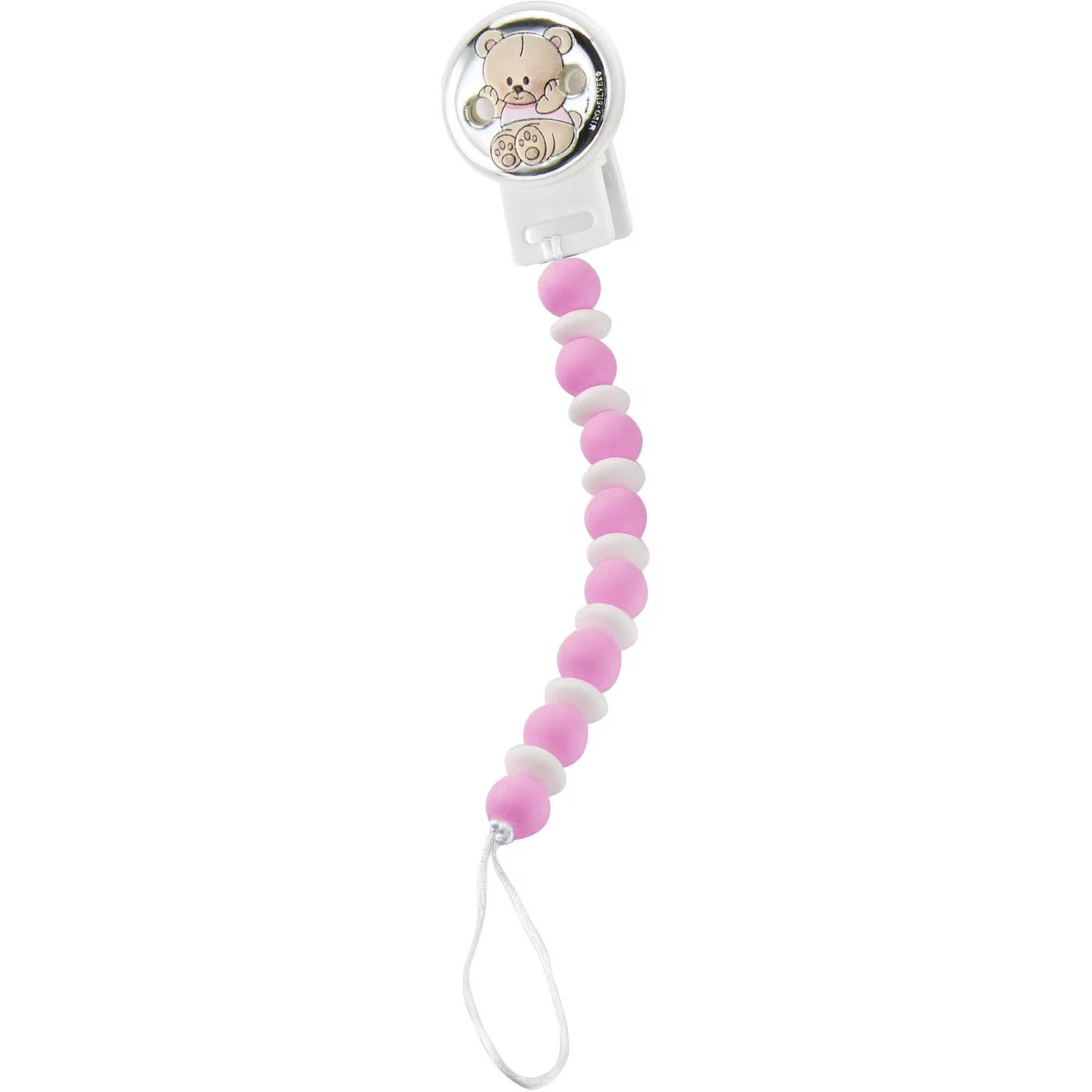 Spilla porta ciuccio orso rosa